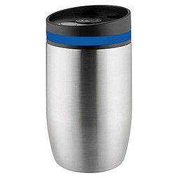 Metmaxx® Thermobecher CremaOfficina, silber/Ring blau