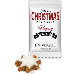 Mini Zimtstern im Werbetütchen, Folie transparent, inkl. Druck