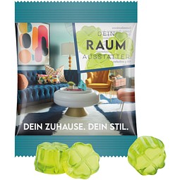 Minitüte 10 g, Folie transparent, Trolli Fruchtgummi Kleeblatt, inkl. Druck