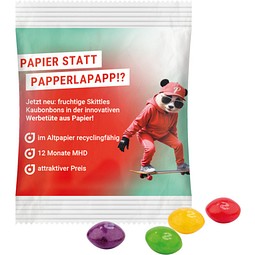 Minitüte 10 g, recyclingfähiges Papier weiß, Skittles Fruits Kaubonbons, inkl. Druck