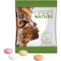 Minitüte, 8 g, Folie weiß, Mentos Kaudragee Fruit, inkl. Druck