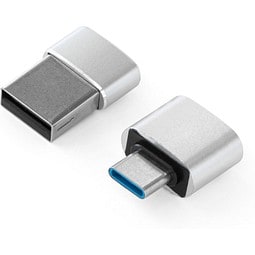 MINSKY. Set aus 2 Aluminium USB-A / USB-C Adaptern, Satinsilber