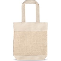 MUMBAI. Tragetasche mit Mesh aus 100% Baumwolle (180 g/m²), Naturhell