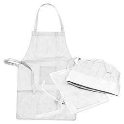 Non Woven Kinderkoch-Set (Schürze + Mütze) , weiß