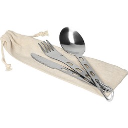 Outdoor-Besteck mit Karabiner RONA, silber