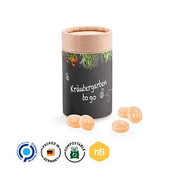 Papierdose Eco Midi mit Honigbienen Bonbons, inkl. Druck