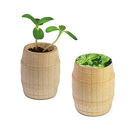 Pflanz-Fässchen mit Samen, Basilikum, 1-seit. Druck