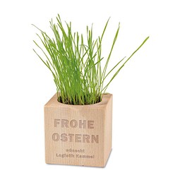 Pflanz-Holz, Standardmotiv, Ostern, 2 Seiten gelasert, Gravur