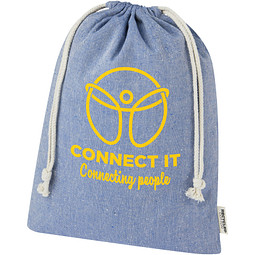 Pheebs 150?g/m2 GRS Zuziehbeutel aus Recyclingbaumwolle groß 4 l, heather blau