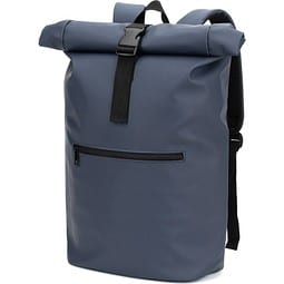 PORTLAND. Roll-Top-Rucksack aus PU mit Laptopfach, 16“, Blau