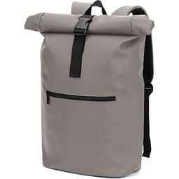 PORTLAND. Roll-Top-Rucksack aus PU mit Laptopfach, 16“, Grau