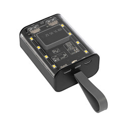 Powerbank 6.000 mAh / Taschenlampe OPEN SOURCE,schwarz, transparent
