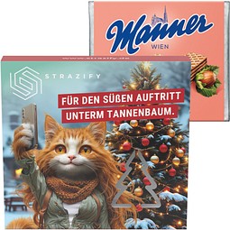 Präsentbox Premium, Tannenbaum-Stanzung, Manner Waffeln, inkl. Druck