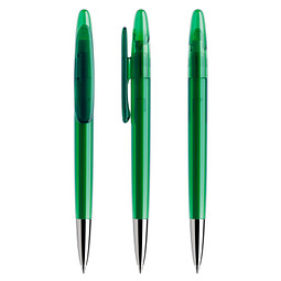 prodir® Drehkugelschreiber DS 5 mit polierter Metallspitze, blaue Mine, grün transparent