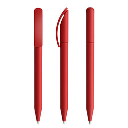 prodir® Drehkugelschreiber DS3 Soft Touch TRR Twist, blaue Mine, dunkelrot