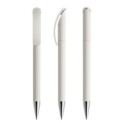 prodir® Drehkugelschreiber DS3 TMS Twist, blaue Mine, weiß/silber