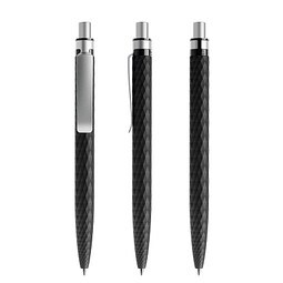 prodir® Druckkugelschreiber QS01 PMS Push, blaue Mine, schwarz/silber satiniert