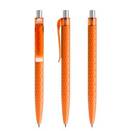 prodir® Druckkugelschreiber QS01 PMT Push, blaue Mine, orange/silber satiniert