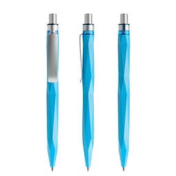 prodir® Druckkugelschreiber QS20 PMS Push, blaue Mine, cyanblau/silber satiniert