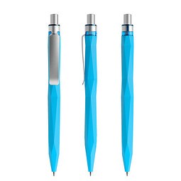 prodir® Druckkugelschreiber QS20 Soft Touch PRS Push, blaue Mine, cyanblau/silber satiniert