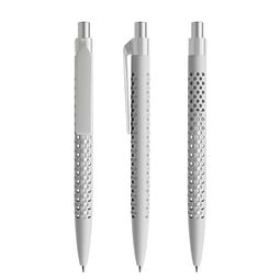 prodir® Druckkugelschreiber QS40 Soft Touch PRP Push, blaue Mine, zementgrau/silber satiniert
