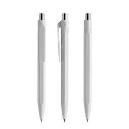 prodir QS50 PMP Push Kugelschreiber, Concrete Grey-Silver chrome finish