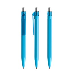 prodir QS50 PMT Push Kugelschreiber, Cyan Blue-Silver satin finish