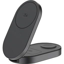 Quantum Ultra-Fast 3-in-1 25W faltbarer Wireless Charger, grau, schwarz
