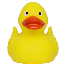 Renn-Ente, mit Metallplatte, gelb/orange, 6,5 cm