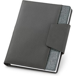 RUSSEL. Notizbuch A5 aus PU und Polyestergewebe mit Magnetverschluss mit unbedruckte Seiten, Grau