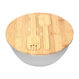 Salatschüssel EAT HEALTHY,braun, silber