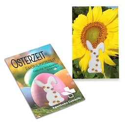 Samen-Karte-Mini Ostern, Sonnenblume, 2-seit. Druck