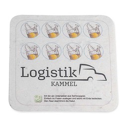 Samenpapier Bierdeckel, eckig, 1-seit. Druck