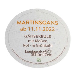 Samenpapier Bierdeckel, rund, Druck 4/0-C, 1-seit. Druck