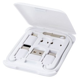 Savvy recyceltes modulares Ladekabel mit Telefonhalterung, weiss