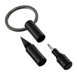 Schlüsselanhänger mit Endlos-Schreibspitze und Schraubendreher RE98-PORTO TOOL, schwarz