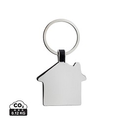 Schlüsselring Haus aus RCS rec. Zinklegierung, silber