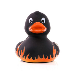 Schnabels® Bade-Ente Flammen, schwarz