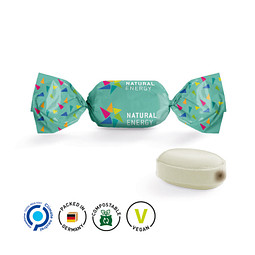 Schoko-Minz Bonbon, inkl. Druck, weißer kompostierbarer Wickler