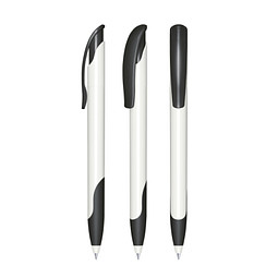 senator® Druckkugelschreiber Challenger Polished Basic SG, blaue Mine, weiß,schwarz