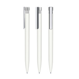 senator® Druckkugelschreiber Liberty Soft Touch MC, blaue Mine, weiß