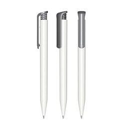 senator® Druckkugelschreiber Super Hit Polished Basic, blaue Mine, weiß,grau cool gray 9