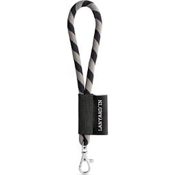 SET Lanyard TUBE Short (Ø 7 mm) mit 9 mm Schnapperkarabiner, Schwarz/Grau