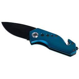 Sicherheitsmesser mit Gurtschneider und Nothammer, blau