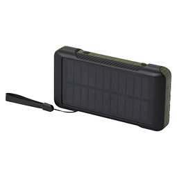Soldy 10.000 mAh Solardynamo-Powerbank aus recyceltem GRS Kunststoff, armeegrün