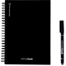 STARTER KIT INFINITEBOOK A5. Kit bestehend aus einem "Infinitebook", Reinigungsset, Marker und Markerhalter, Schwarz