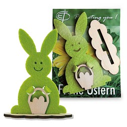 Steckfigur Hase in Werbekarte, Hase, 2-seit. Druck