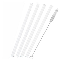 Strohhalm-Set aus 4 Glas-Trinkhalmen mit Reinigungsbürste