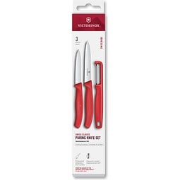 Swiss Classic, Gemüsemesser mit I-Schäler, 3tlg, rot