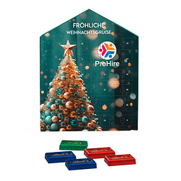 Täfelchen Adventskalender Haus, 24 Lindt Schokotäfelchen, inkl. Druck